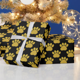 Papel De Regalo Cute Gold Purpurina Paw Imprime A Los Amantes De L