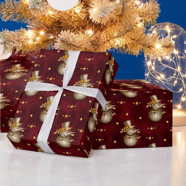 Papel De Regalo Cute Golden Snowman (Subido por el creador)