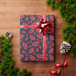 Papel De Regalo Cute Gracioso Lips Patrón Navy Azul