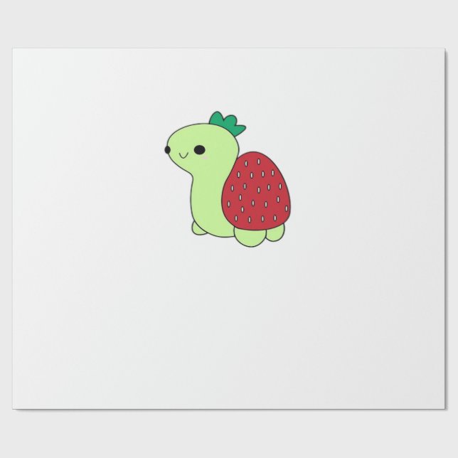 Papel De Regalo Cute green blushing strawberry turtle Classic T-Sh (Superficie plana)