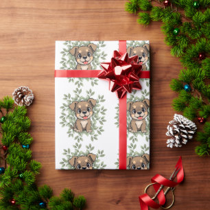 Papel De Regalo Cute Green Puppy Wrapping Paper – Minimal Nature 