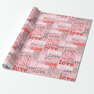 Papel De Regalo Cute Guay Modern Love Words Hearts Pink