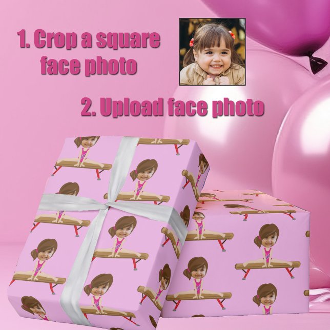 Papel De Regalo Cute Gymnastics Girl Custom Kids Face Photo (Subido por el creador)