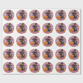 Papel De Regalo Cute+Halloween+Bruja+BlackCat+PUMPKIN