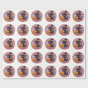 Papel De Regalo Cute+Halloween+Bruja+BlackCat+PUMPKIN