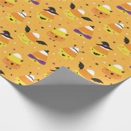Papel De Regalo Cute Halloween Candy Corns in costume orange