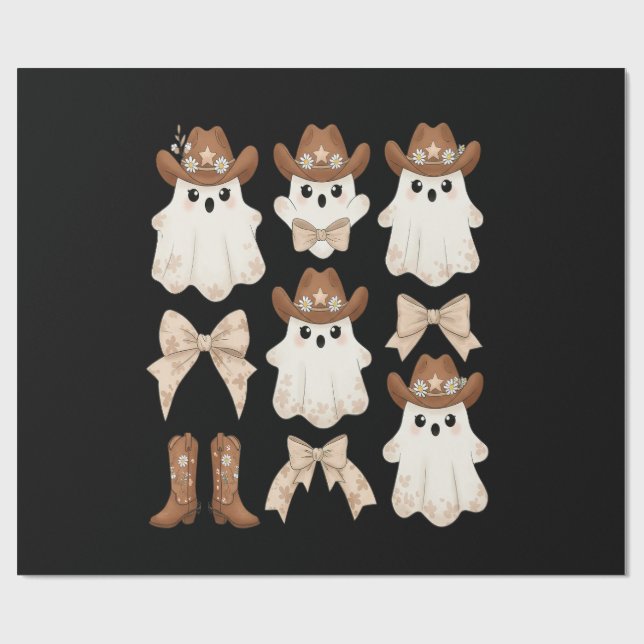 Papel De Regalo Cute Halloween Cowboy Ghost (Superficie plana)