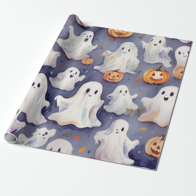 Papel De Regalo Cute halloween es una hermosa acuarela (Desenrollado)
