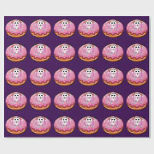 Papel De Regalo Cute Hamster Kawaii en Donut Rosa Glaseado Arte