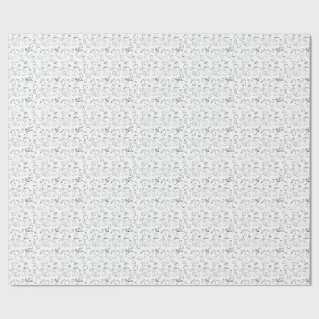 Papel De Regalo Cute Hand-Drawn Cat Doodles (Superficie plana)