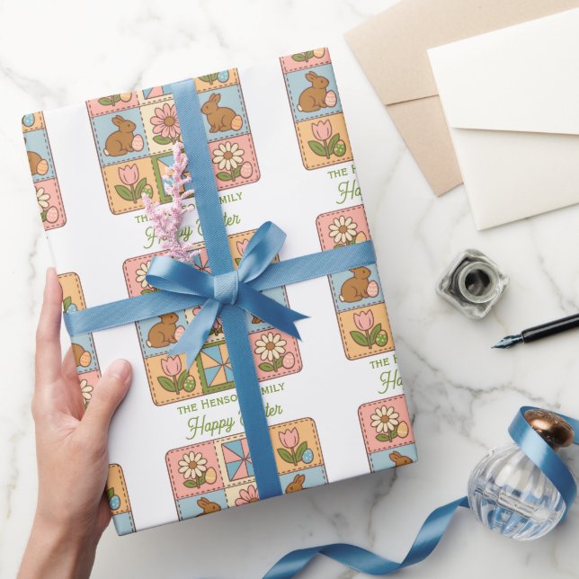 Papel De Regalo Cute Happy Easter Bunny Quilt Pattern  (Regalar)