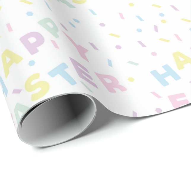 Papel De Regalo Cute Happy Easter Word Confetti Pattern (Esquina del rollo)