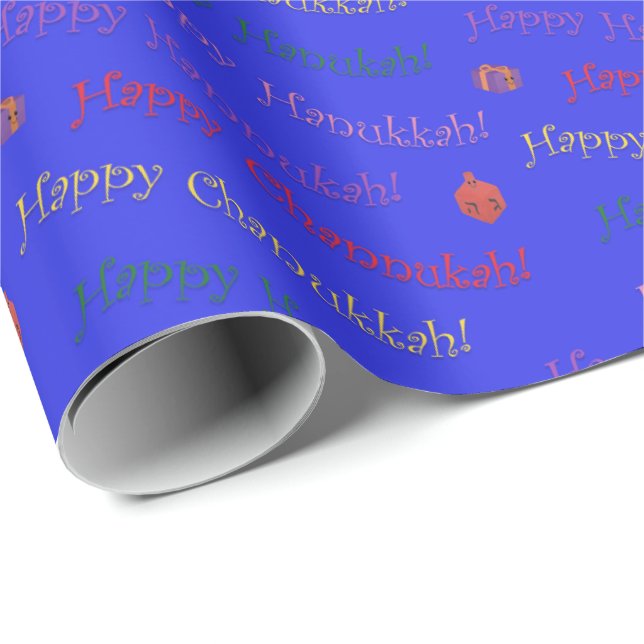 Papel De Regalo Cute Happy Hannukah, Channukah (Esquina del rollo)