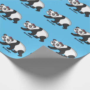 Papel De Regalo Cute happy panda bear with flower cartoon