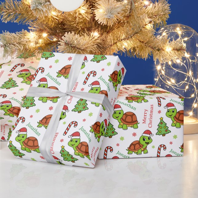 Papel De Regalo Cute Happy Turtles Christmas Tree Holidays (Vacaciones)