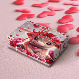 Papel De Regalo Cute Hearts Highland Cow Valentines