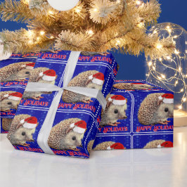 Papel De Regalo Cute Hedgehog en Santa Hat