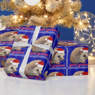 Papel De Regalo Cute Hedgehog en Santa Hat