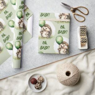 Papel De Regalo Cute Hedgehog Oh Baby Neutral Baby Shower