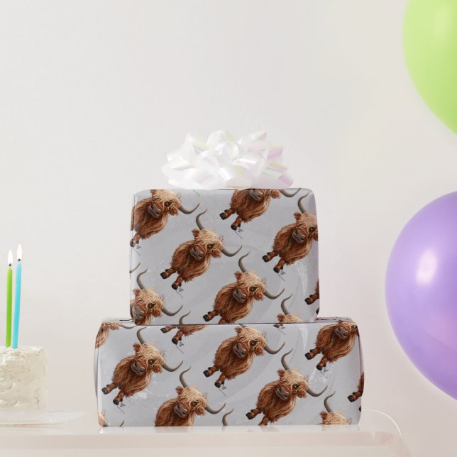 Papel De Regalo Cute Highland Cow (Regalos de fiesta)