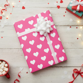 Papel De Regalo Cute Hot Pink And White Heart Patterned