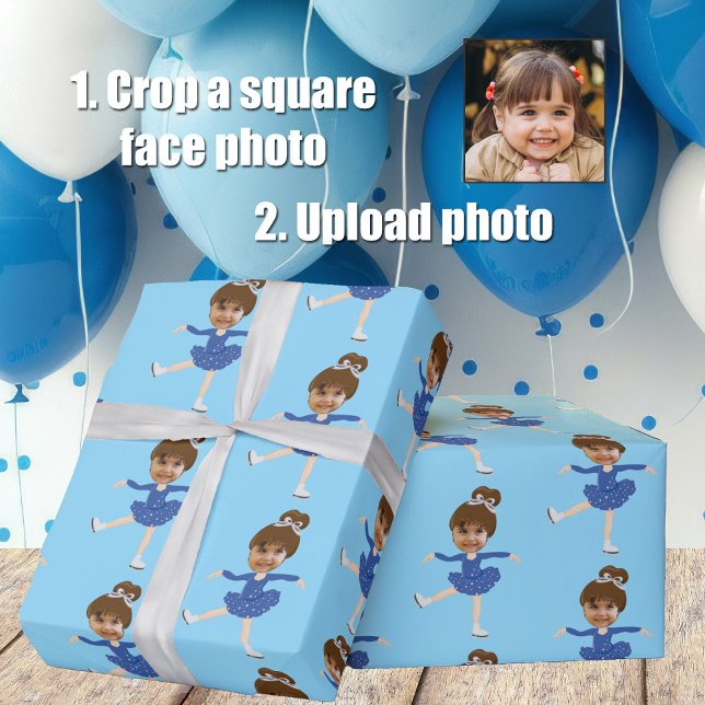 Papel De Regalo Cute Ice Skating Girl Custom Kids Photo Christmas (Subido por el creador)