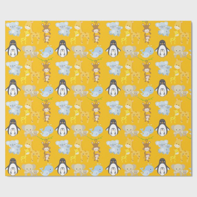 Papel De Regalo Cute Jungle Animal Wrapping Paper – Animals (Superficie plana)