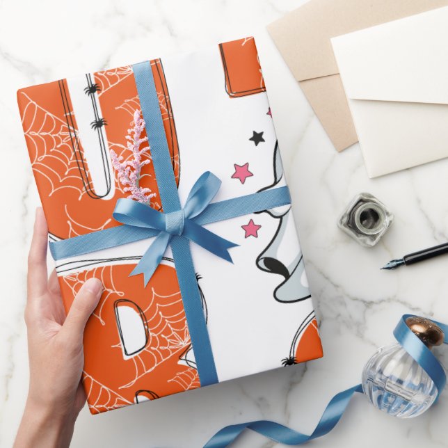 Papel De Regalo Cute Kawaii Ghost "Boo" Diseño de Halloween (Regalar)