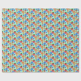 Papel De Regalo Cute Kawaii Green Orange Blue Fruit Gender Neutral