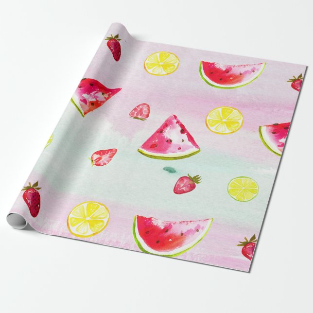 Papel De Regalo Cute KIds Birthday Watermelon Lemon (Desenrollado)