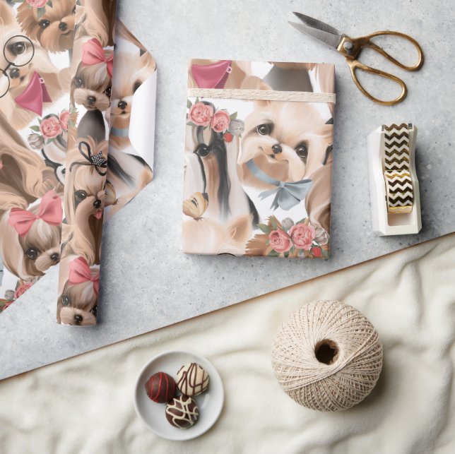 Papel De Regalo Cute KIds Yorkie Puppy Cumpleaños (Artesanía)