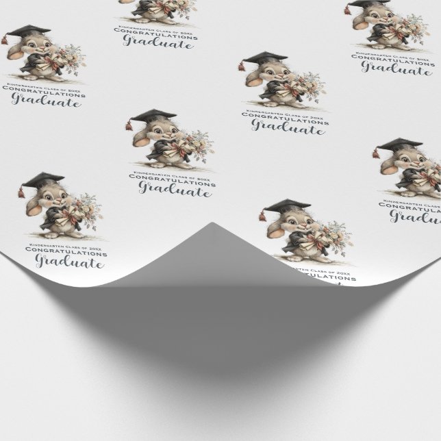 Papel De Regalo  Cute Kindergarten Graduation Bunny Design (Esquina)