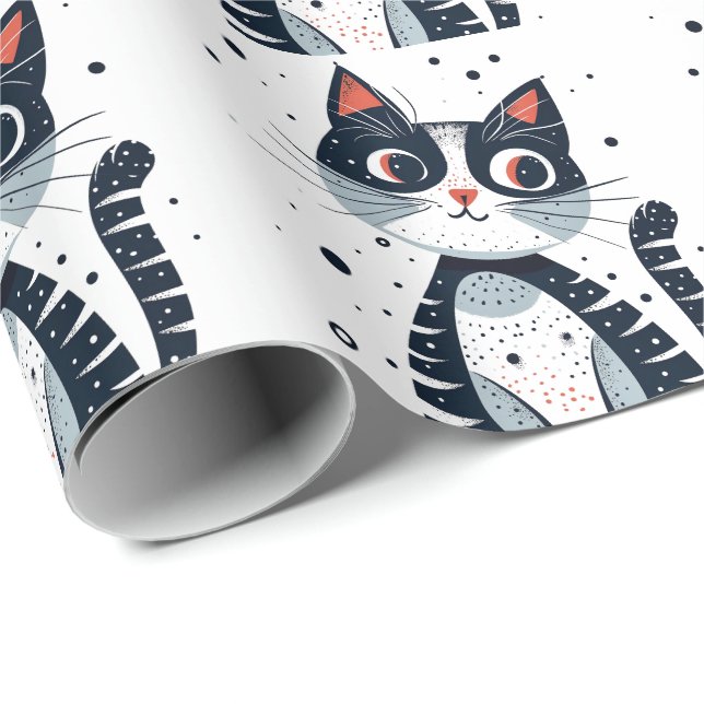 Papel De Regalo Cute Kitty Cat Baby Shower (Esquina del rollo)