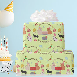 Papel De Regalo Cute Kitty Cats Let's Purrrr-ty Kid's Birthday