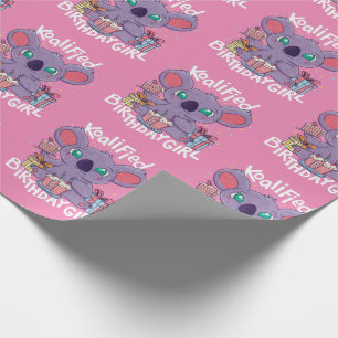 Papel De Regalo Cute Koala Bear Koalified Birthday Chica Pink
