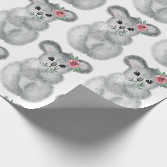 Papel De Regalo Cute Koala Bear Simple Acuarela Moderna (Esquina)