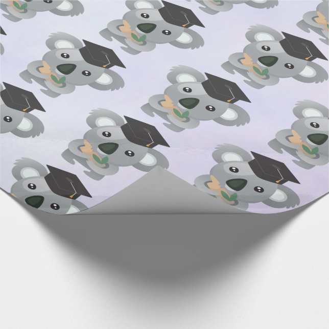 Papel De Regalo Cute Koala en un gorro negro de graduación (Esquina)