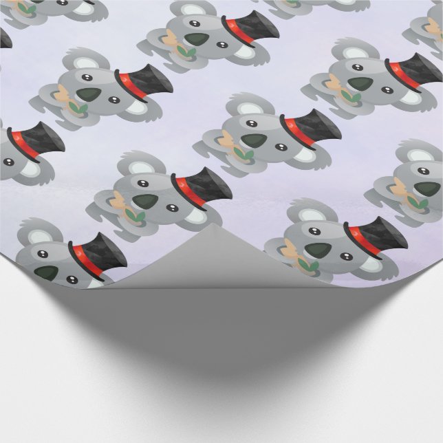 Papel De Regalo Cute Koala en un sombrero negro superior (Esquina)