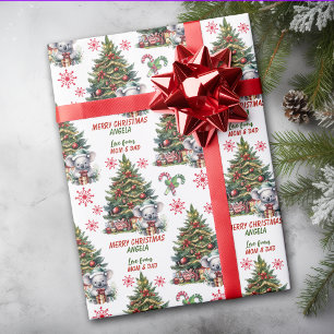 Papel De Regalo Cute Koala Oso Niños Árboles de Navidad