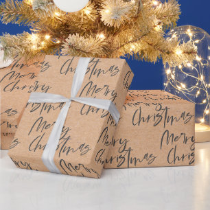 Papel De Regalo Cute Kraft Paper Fuente de letra script negra Merr