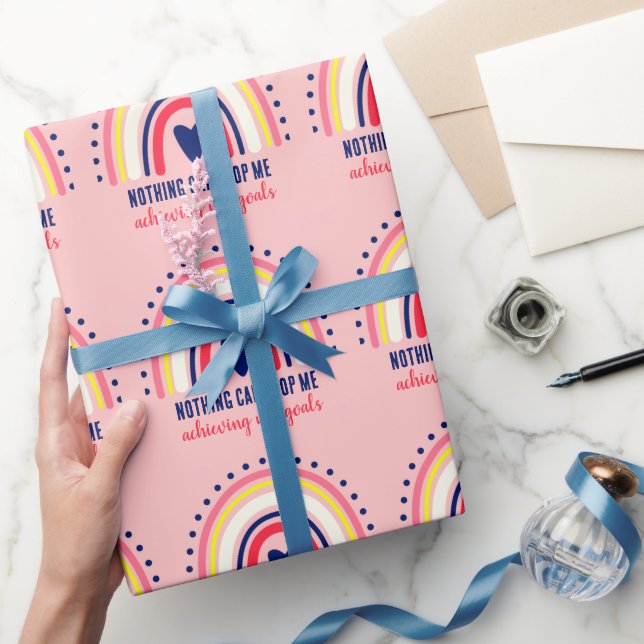 PAPEL DE REGALO CUTE LA CITA INSPIRADORA MODERNA BOHO RAINBOW (Regalar)