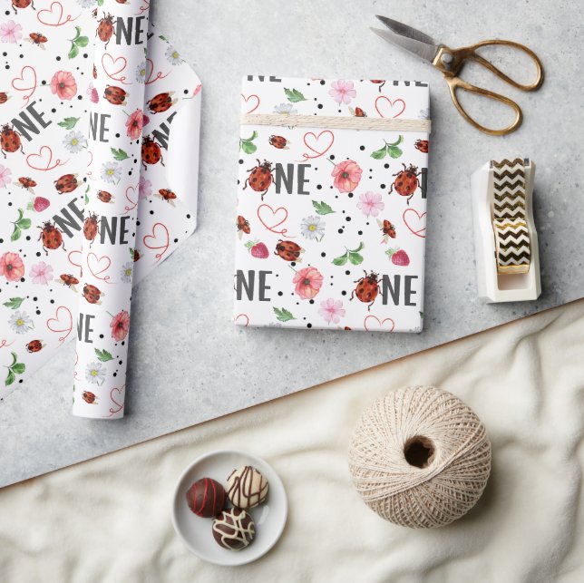 Papel De Regalo Cute Lady Bugs Gift 1º cumpleaños (Artesanía)