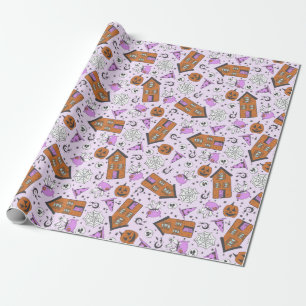 Papel De Regalo Cute Lavender Purple Halloween Hauned House Art