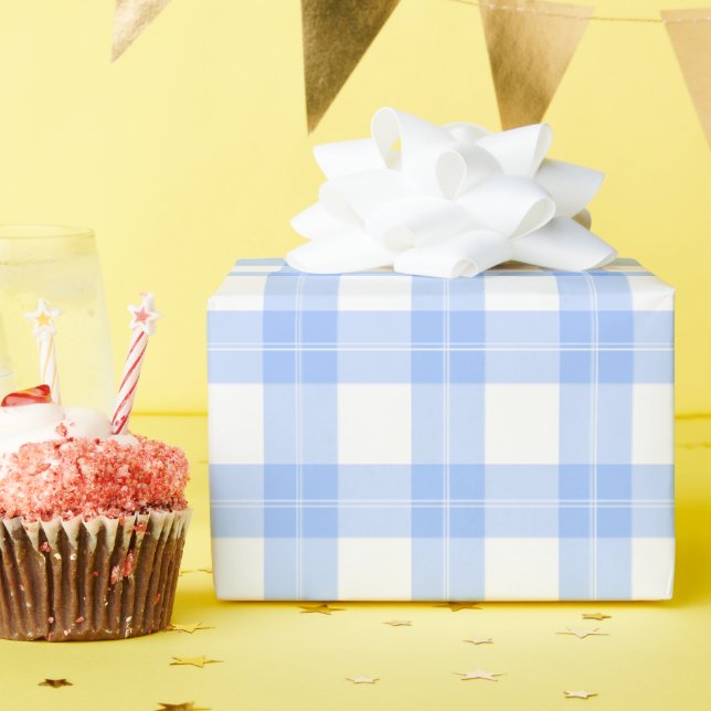 Papel De Regalo Cute Light Blue Plaid Simple Classic  (Fiesta de cumpleaños )