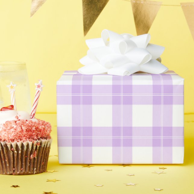 Papel De Regalo Cute Light Purple Plaid Simple Classic  (Fiesta de cumpleaños )