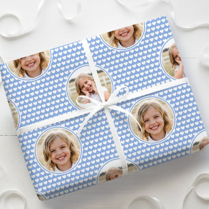 Papel De Regalo Cute Love Heart 2 Foto Hermoso Azul de Acenoria