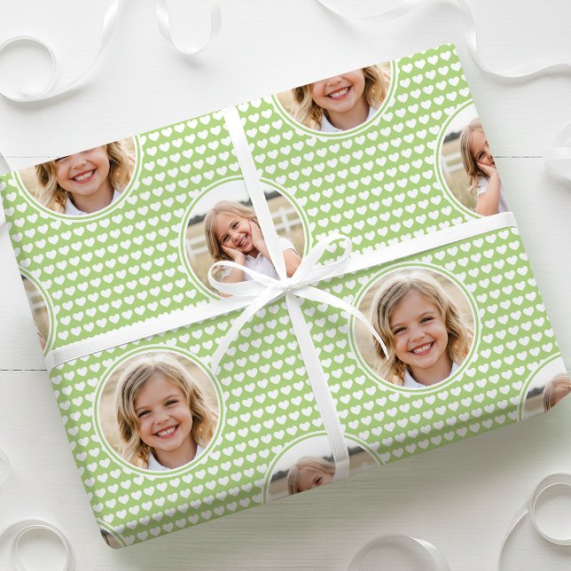 Papel De Regalo Cute Love Heart 2 Photo Pretty Green Pattern (Subido por el creador)