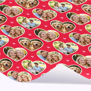 Papel De Regalo Cute Love Heart 4 Foto Patrón Rojo Rosa Elegante