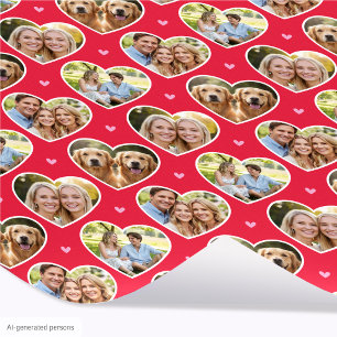 Papel De Regalo Cute Love Heart 4 Foto Patrón Rojo Rosa Elegante