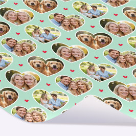 Papel De Regalo Cute Love Heart 4 Photo Elegant Mint Pattern